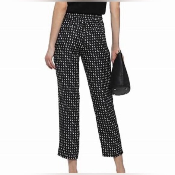 NWOT THEORY 100% SILK Triangle Stripe Twill Cropped Pull On Trousers Pants Sz 6 - Picture 2 of 16